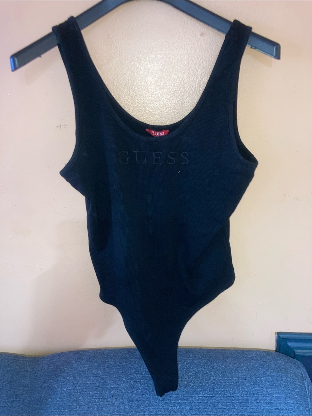 Guess Black Logo Scoop-Neck Bodysuit